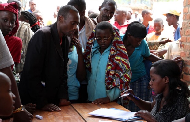 Burundi refugees being registered at a camp in Rwanda