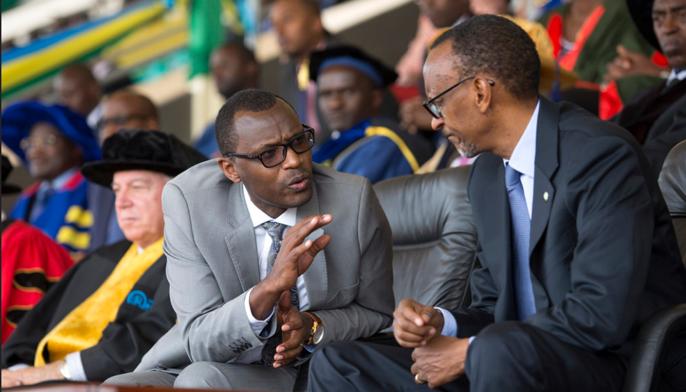 President Kagame consulting with Education minister Dr Papias Malimba Musafiri